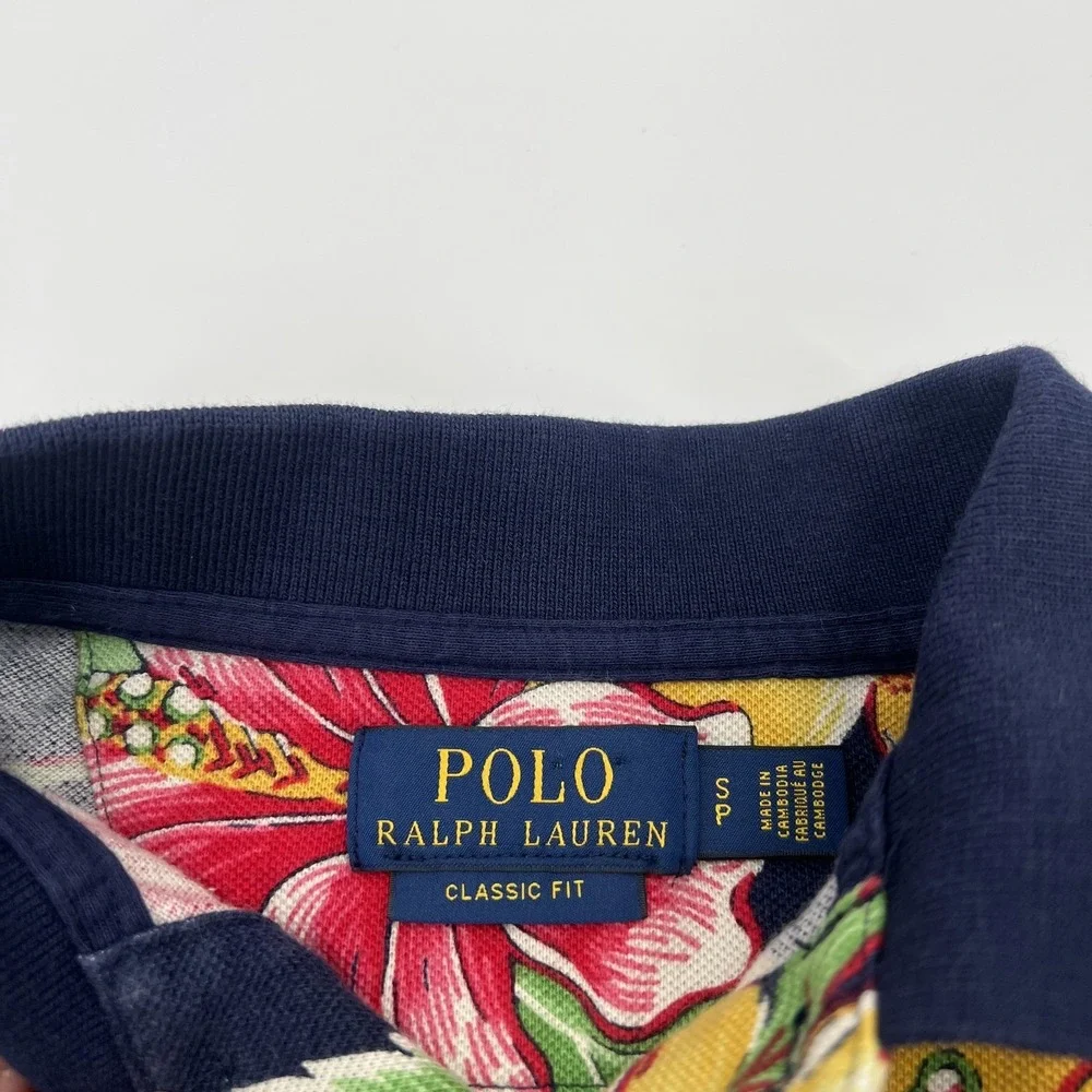 Polo Ralph Lauren Vintage Hibiscus Polo Shirt Mens S Floral Hawaiin Classic Fit